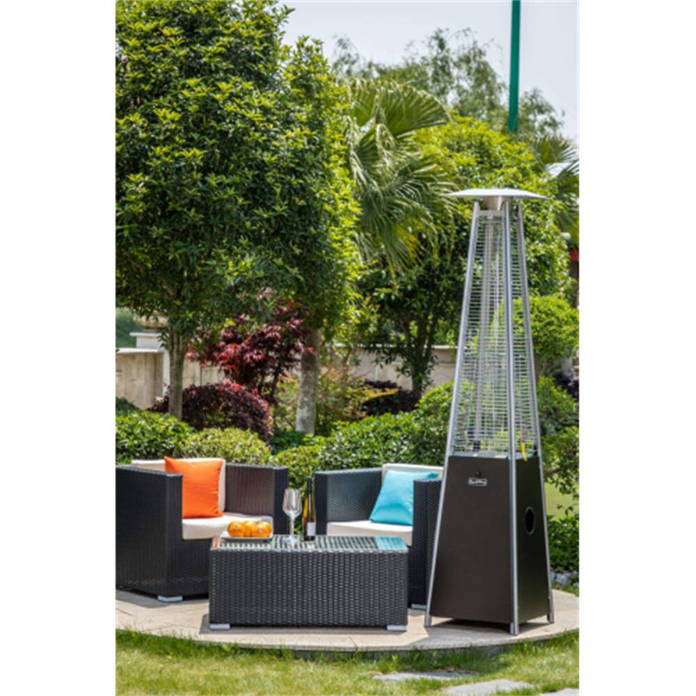 None 40,000 BTU Steel Propane Quartz Glass Tube Patio Heater Visual Flame Heater in Brown