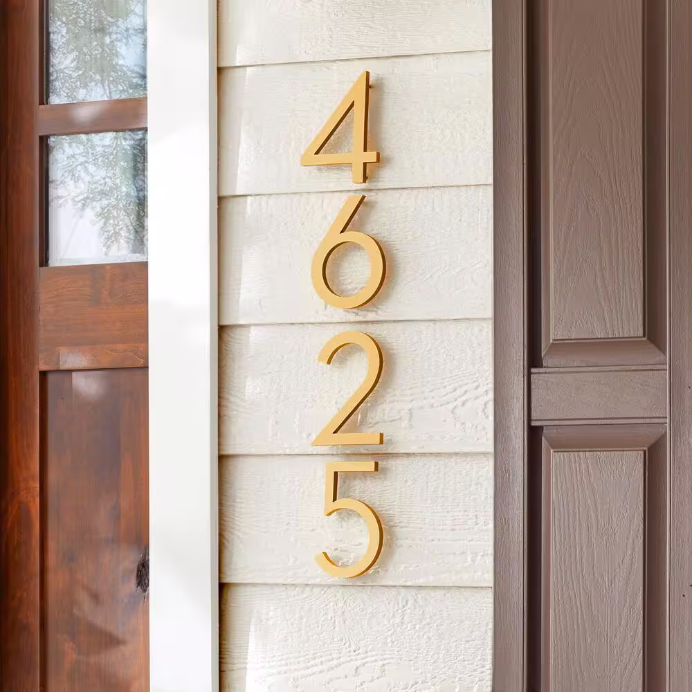 Everbilt 10 in. Brushed Brass Aluminum Floating or Flat Modern House Number 2
