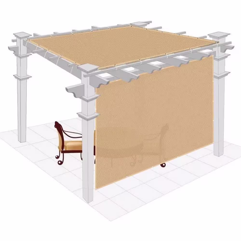 Shatex Outdoor Pergola Shade Cover Canopy for Patio Privacy Shade Screen Panel with Grommets on 2 Sidesï¼?0'x12', Beige
