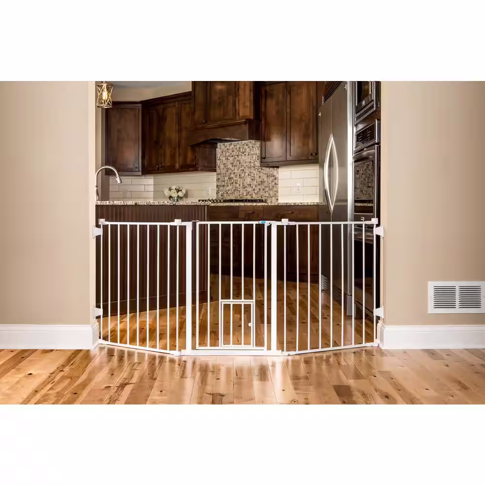 None Carlson Flexi Extra Wide Walk-Through Pet Gate with Small Pet Door, White