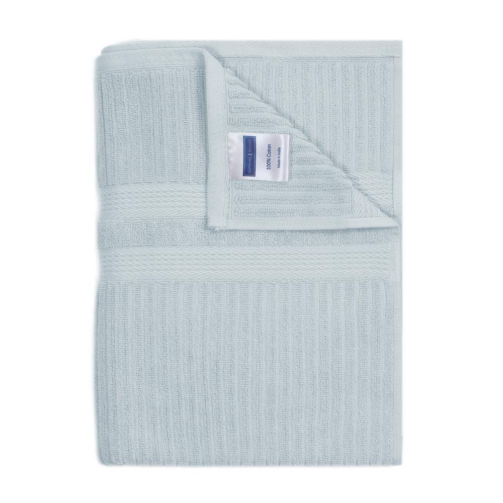 None Vertical Bars 6-Piece Light Blue Ribbed Cotton Bath Towel Set