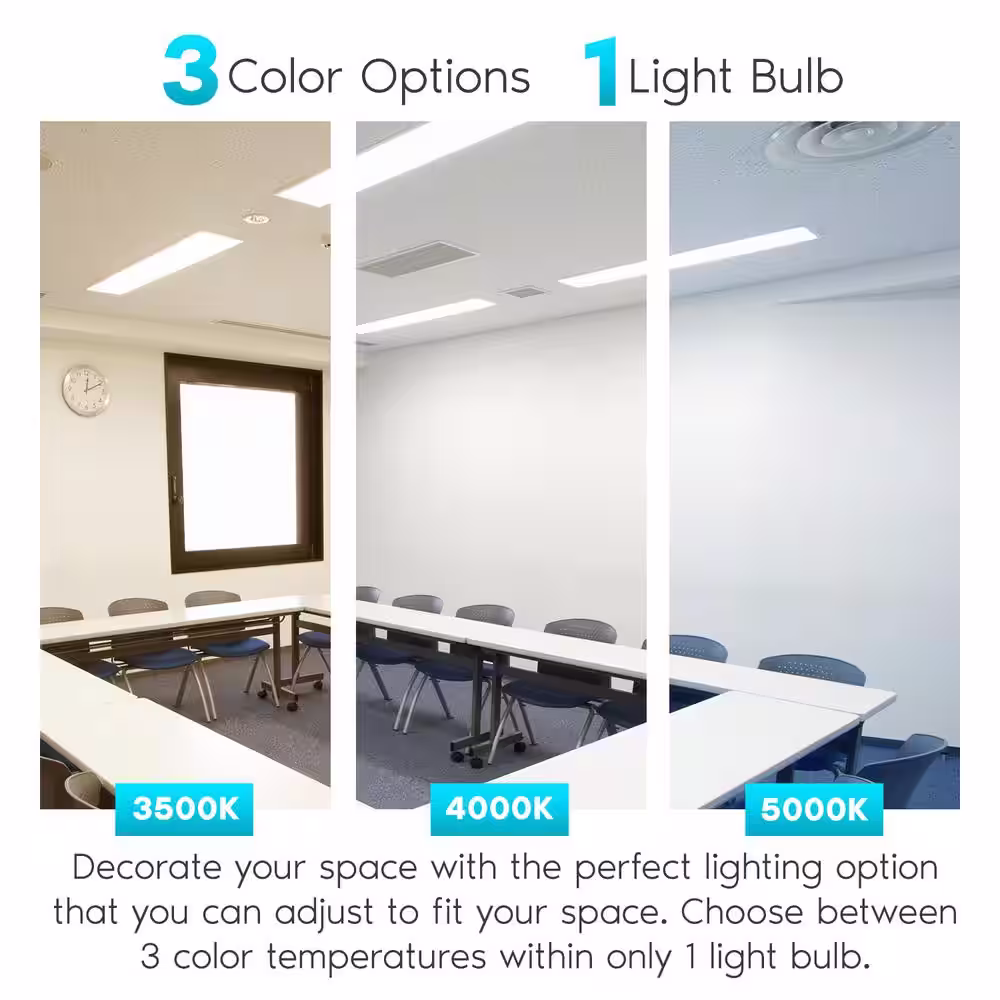 LUXRITE 12-Watt 3 ft. Linear T8 LED Tube Light Bulb 3 Color Selectable Single and Double End Powered 1560 Lumens F25T8 (4-Pack)
