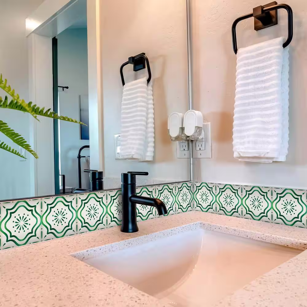 None 4 in. x 4 in. Green and Off-White B508 Vinyl Peel and Stick Tile (24 Tiles, 2.67 sq. ft./pack)