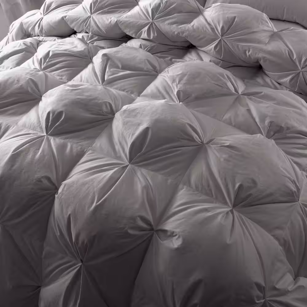 St. James Home Pintuck Stitch Heavy Weight Gray King White Duck Down/Feather Blend Comforter