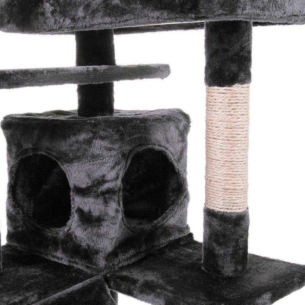None Cat Tree Cat Tower with Scratching Ball, Plush Cushion, Ladder and Condos for Indoor Cats