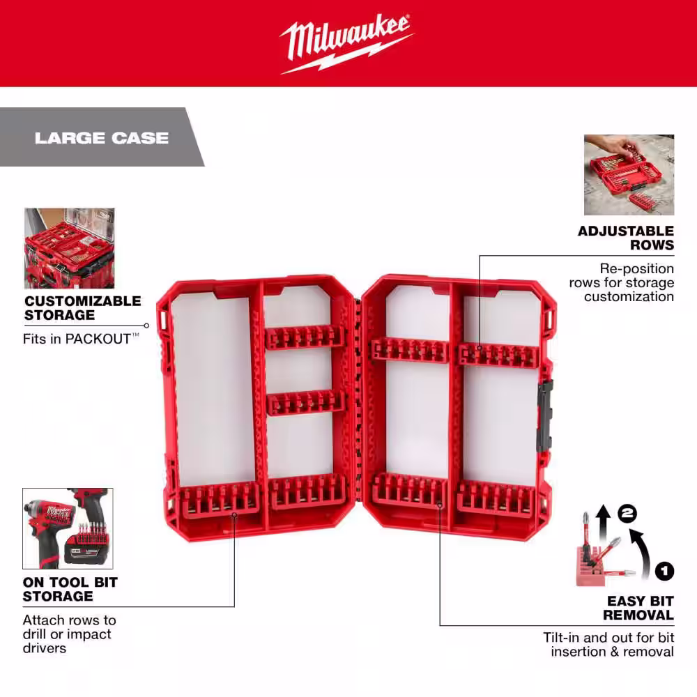 Milwaukee Customizable Large Case for Impact Driver with Additional Large Case Rows
