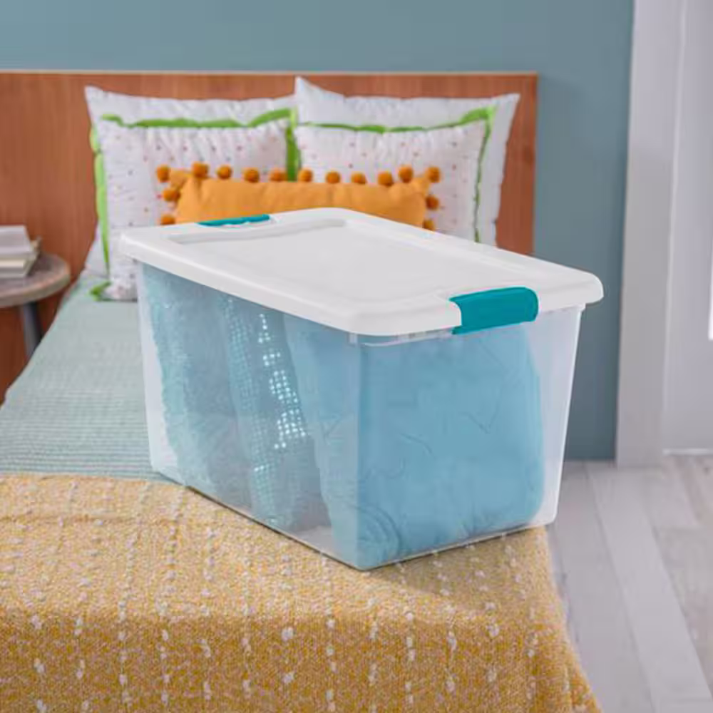 Sterilite 64 Quart Clear Plastic Storage Boxes Bins Totes w/Latches (6 Pack)