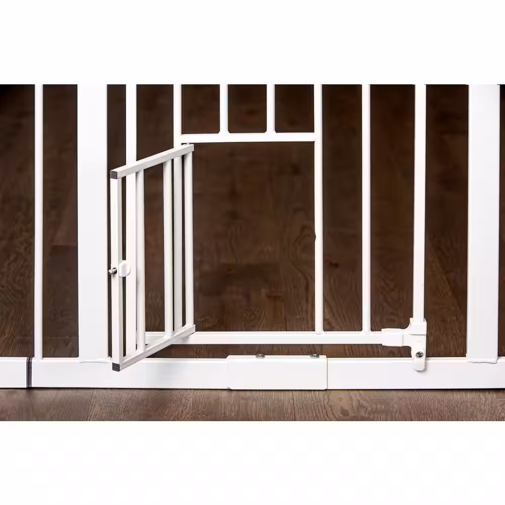 None Carlson Extra Wide Walk-Through Pet Gate with Small Pet Door, White
