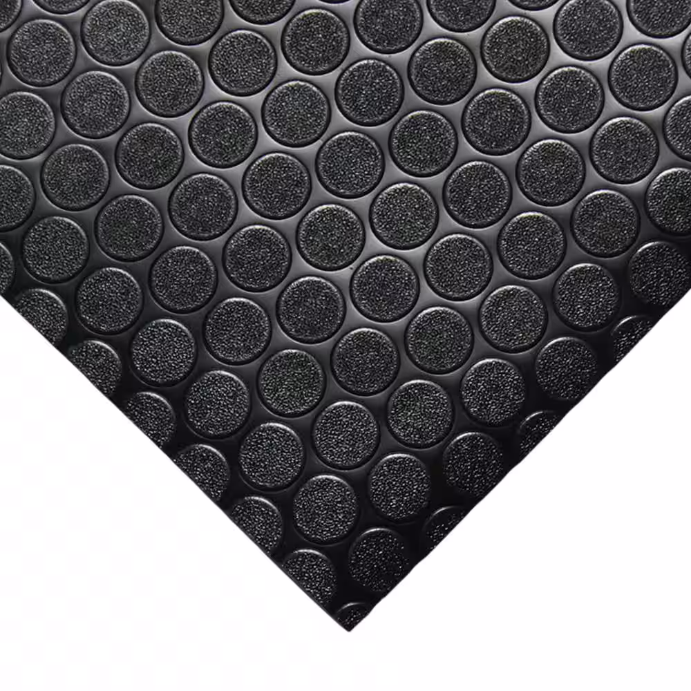 Rubber-Cal Coin Grip 4 ft. x 5 ft. Dark Grey Commercial Grade PVC Flooring