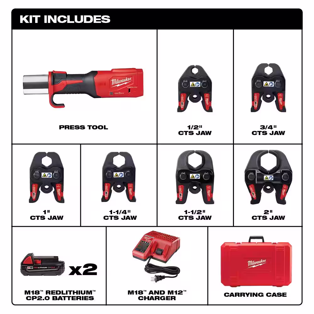 Milwaukee M18 18-Volt Lithium-Ion Brushless Force Logic Press Tool Kit with M18 Fuel Hackzall (2-Tool)
