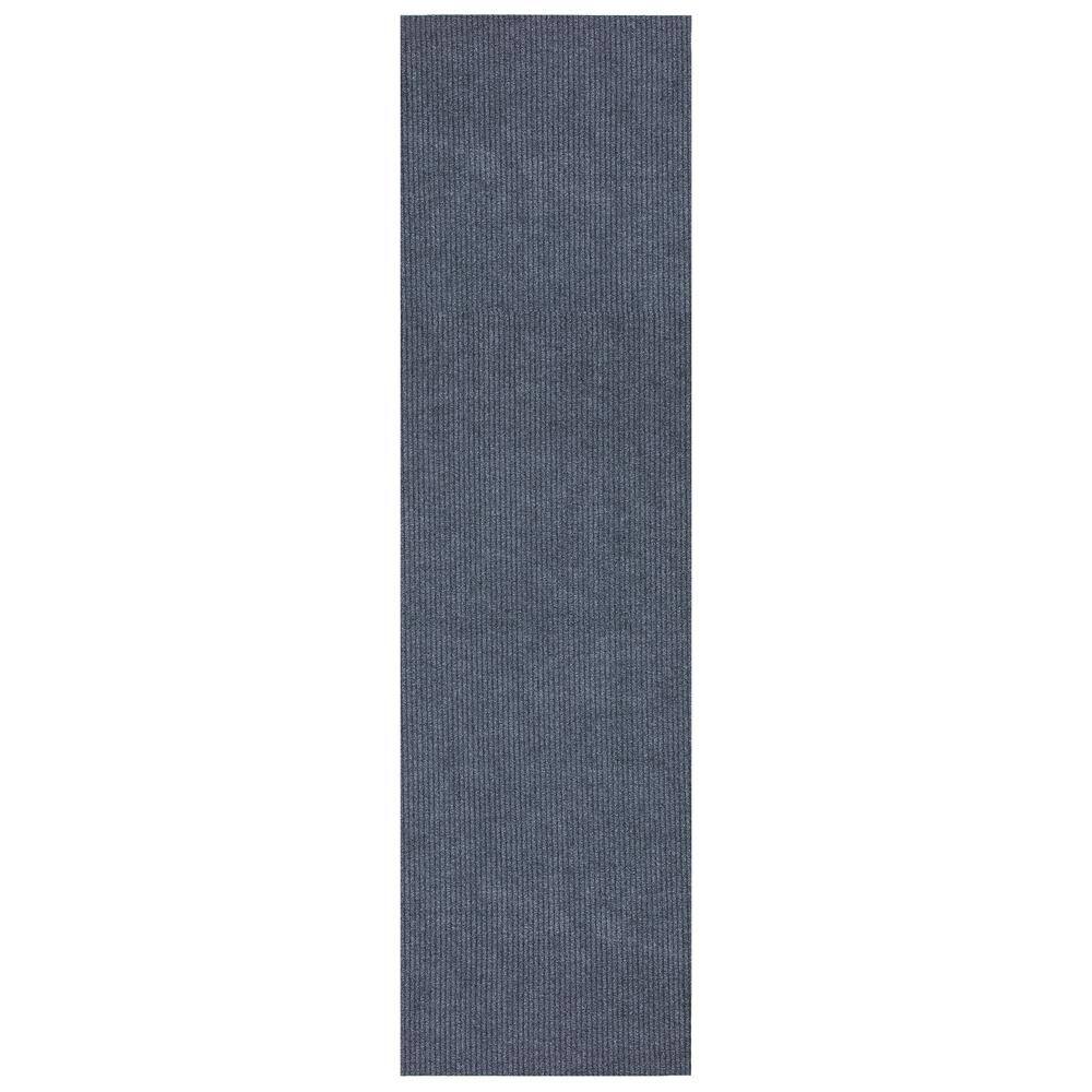 Sweet Home Stores Ribbed Waterproof Non-Slip Rubber Back Solid Runner Rug 2 ft. W x 25 ft. L Gray Polyester Garage Flooring