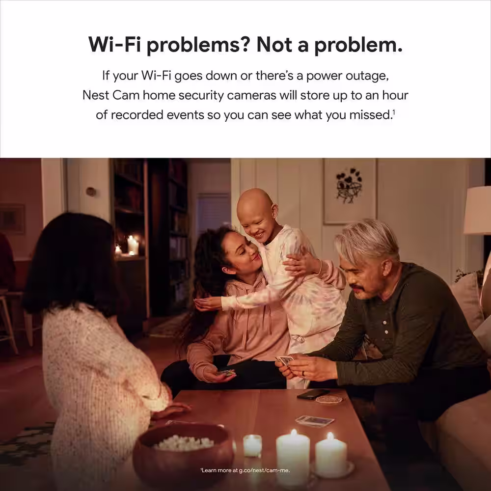 Google Nest Cam (Battery) - Outdoor or Indoor Security Camera (2-Pack) + 2 Weatherproof Cables (10M)