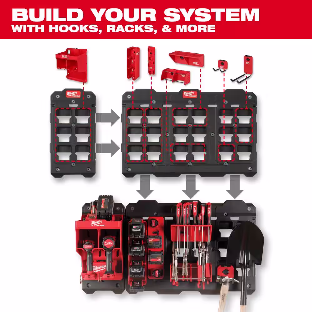 Milwaukee Packout M12 Battery Rack with Packout Compact Wall Plate