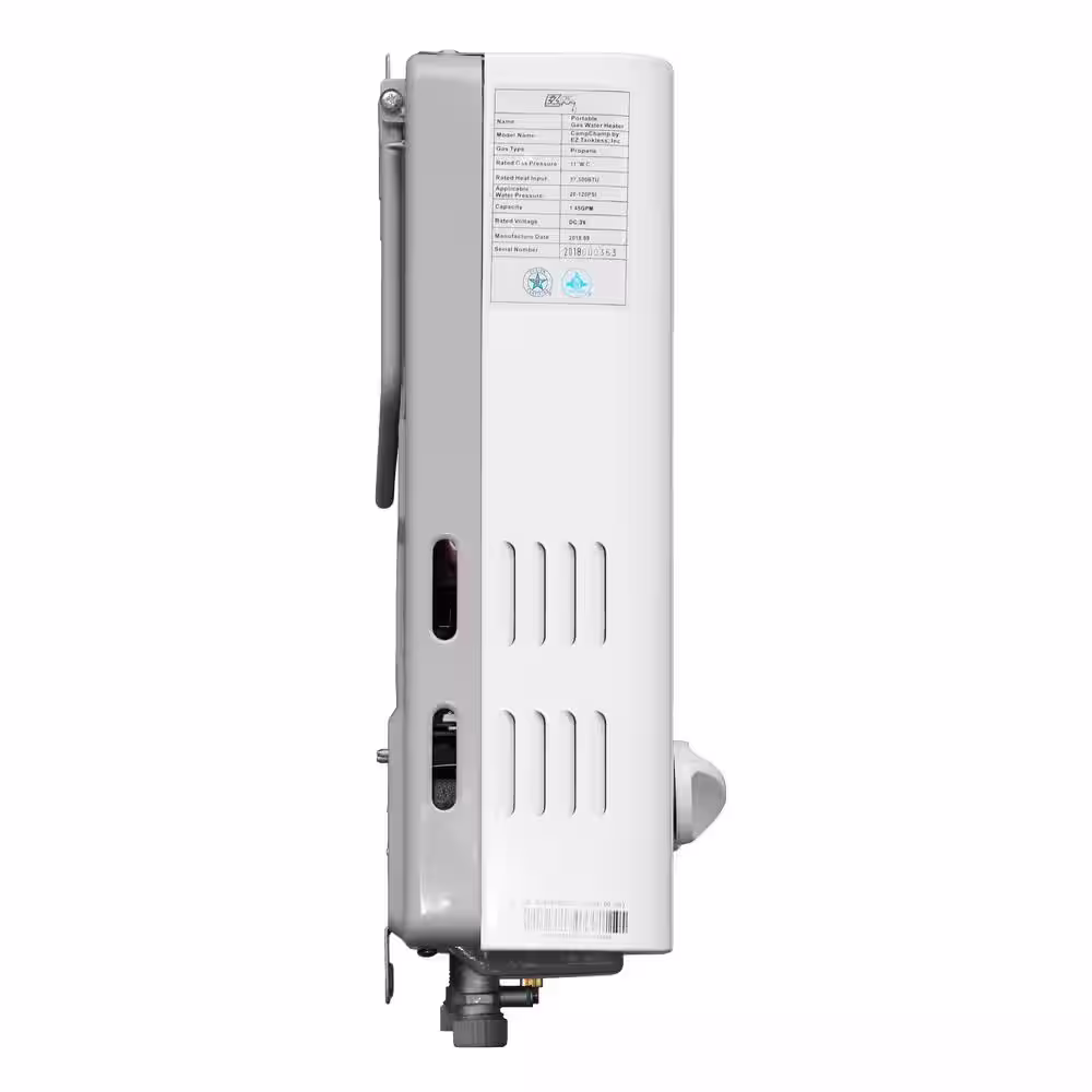 EZ Tankless CampChamp 1.8 GPM Residential Portable LPG Propane Gas Tankless Water Heater System