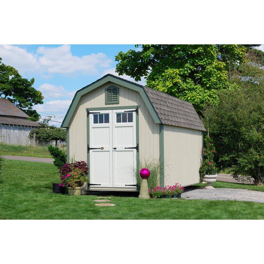 LITTLE COTTAGE CO. Colonial Greenfield 8 ft. x 14 ft. Wood Storage Building DIY Kit with 4 ft. Sidewalls with Floor