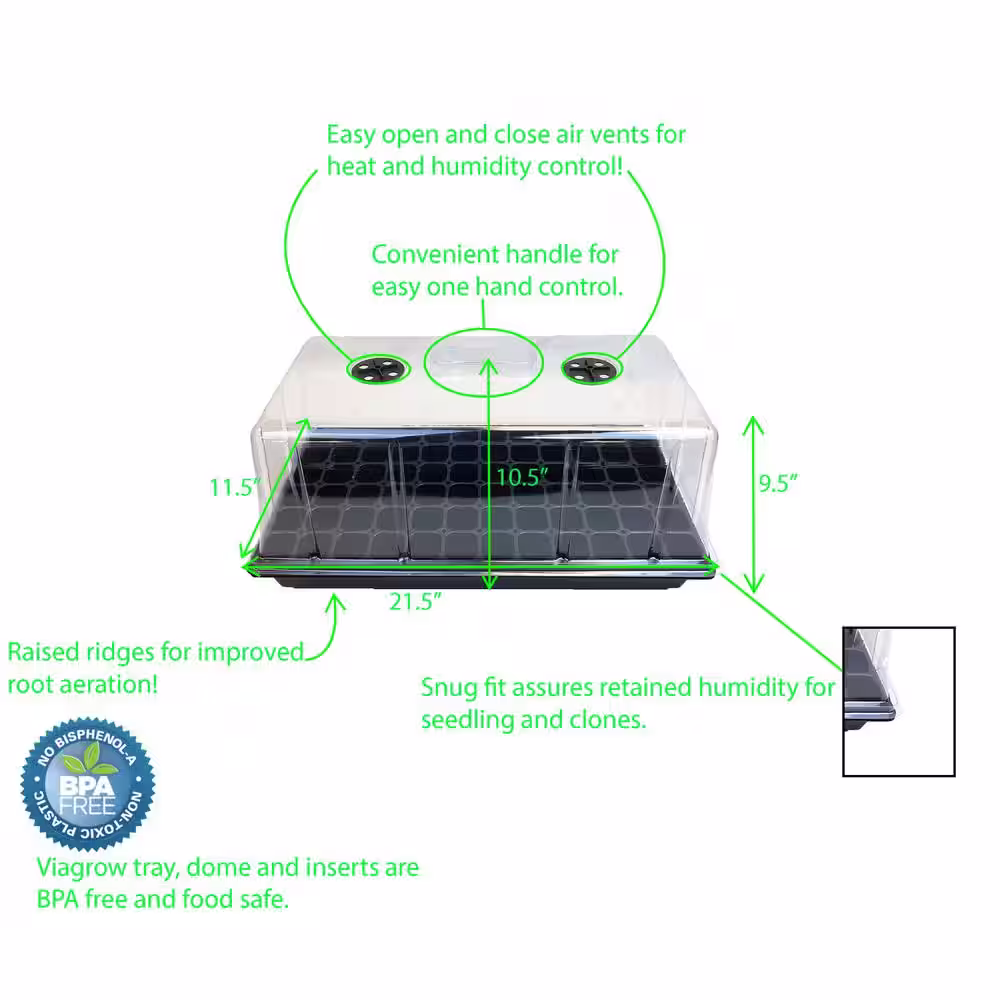 Viagrow Seedling GerminationÂ Kit with Tall 7 in. Dome, Tray, Insert and 100 Seed Starter Plugs