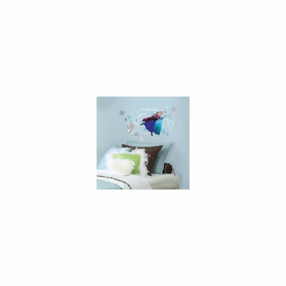 RoomMates 5 in. x 19 in. Frozen Custom Headboard Featuring Elsa, Anna and Olaf 144-Piece Peel and Stick Giant Wall Decal