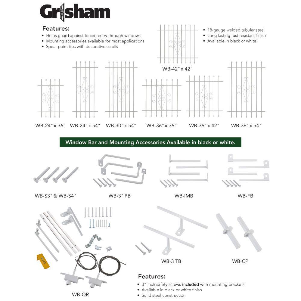 Grisham Window Bar T-Bracket Connectors, White (2-Pack)