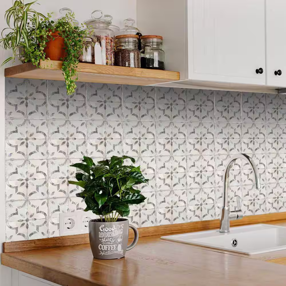 None Grey R20 5 in. x 5 in. Vinyl Peel and Stick Tile (24 Tiles, 4.17 sq. ft./Pack)
