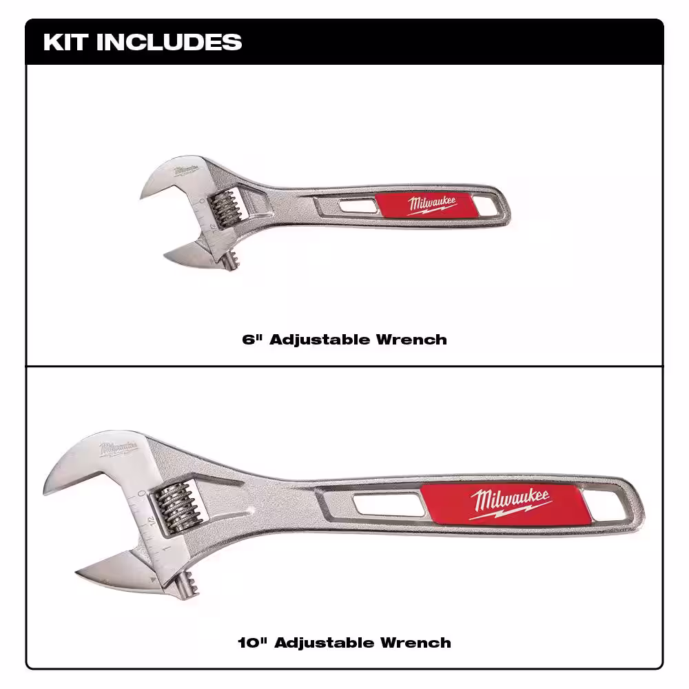Milwaukee 6 in. and 10 in. Adjustable Wrench Set