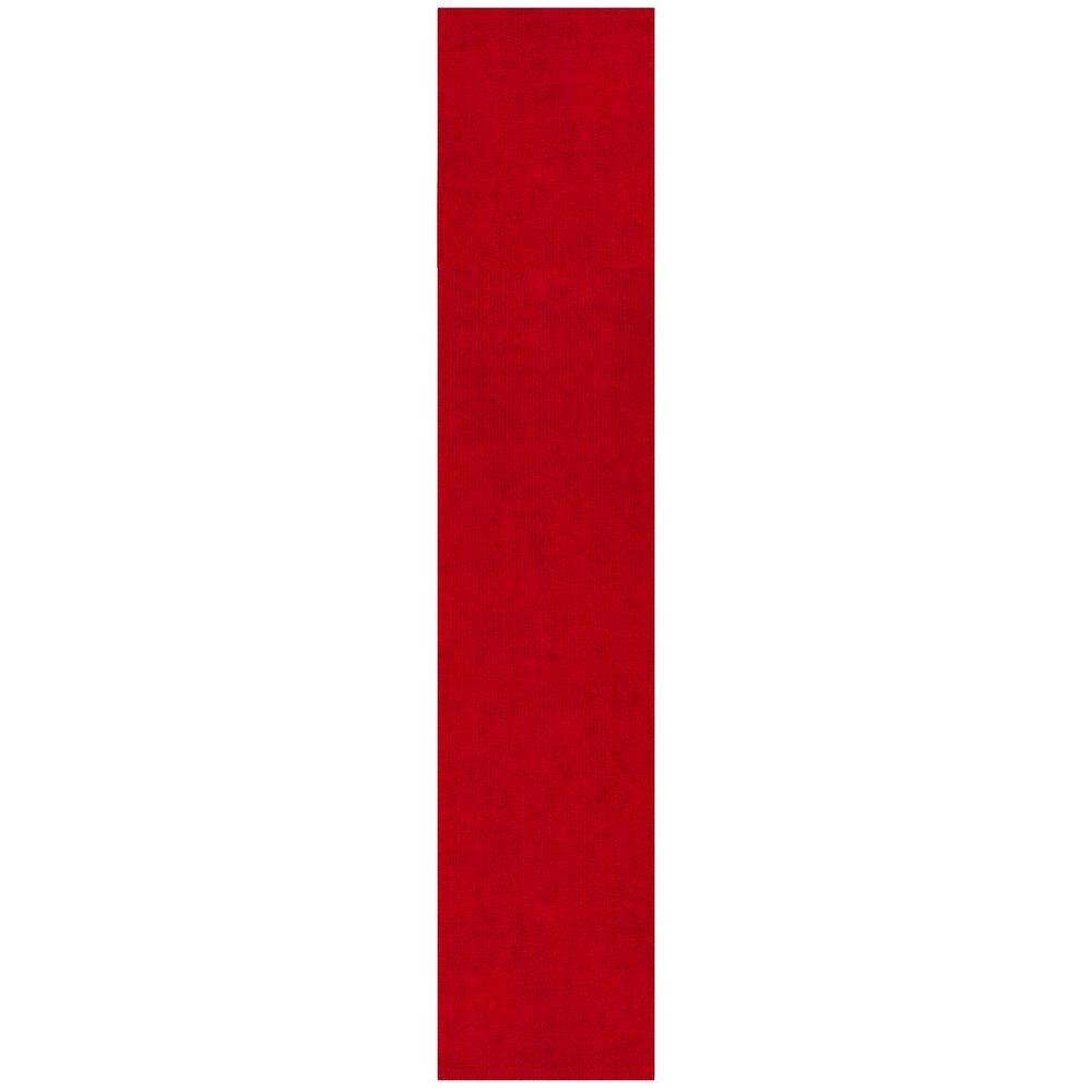 Ottomanson Scrabe Rib Waterproof Non-Slip Rubber Back Runner Rug, 2 ft. W x 18 ft. L, Red, Polypropylene Garage Flooring