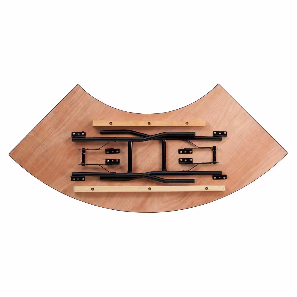 None 48 in. Natural Wood Tabletop Metal Frame Folding Table