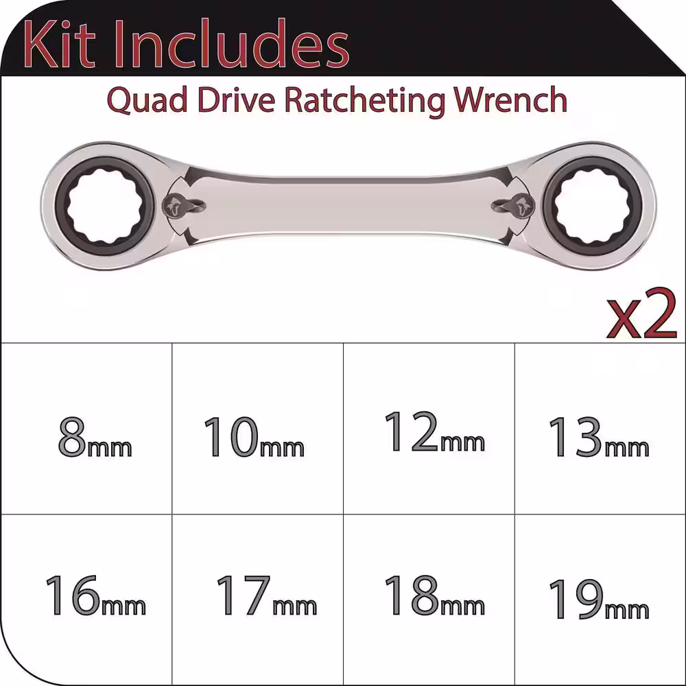 Husky Metric Quad Drive Ratcheting Wrench Set (2-Piece)