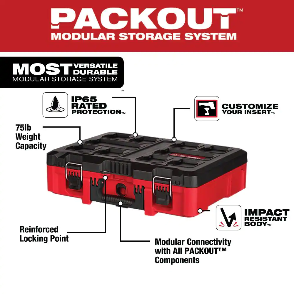 Milwaukee PACKOUT 16 in. Portable Modular Tool-Box Case with Customizable Insert