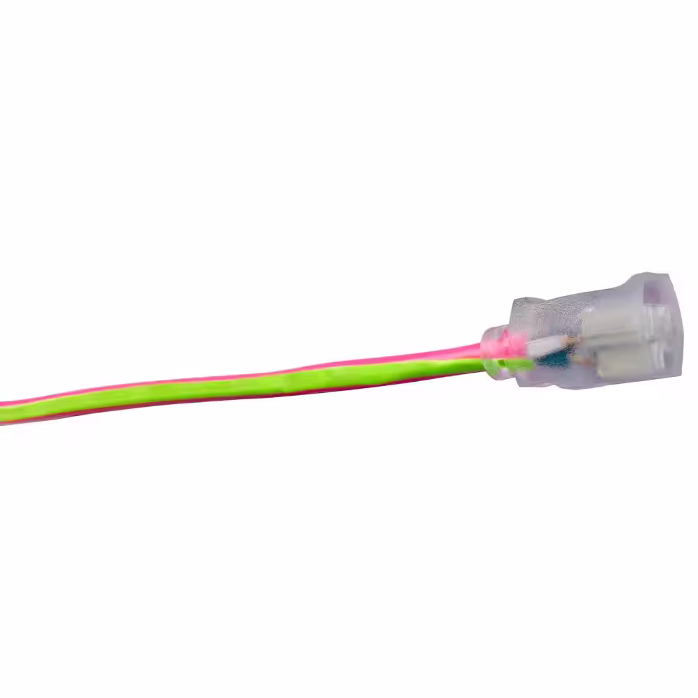 Southwire 100 ft. 12/3 SJTW Hi-Visbility Multi-Color Outdoor Heavy-Duty Extension Cord with Power Light Plug