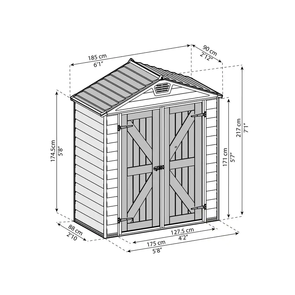 CANOPIA by PALRAM SkyLight 6 ft. x 3 ft. Tan Garden Outdoor Storage Shed
