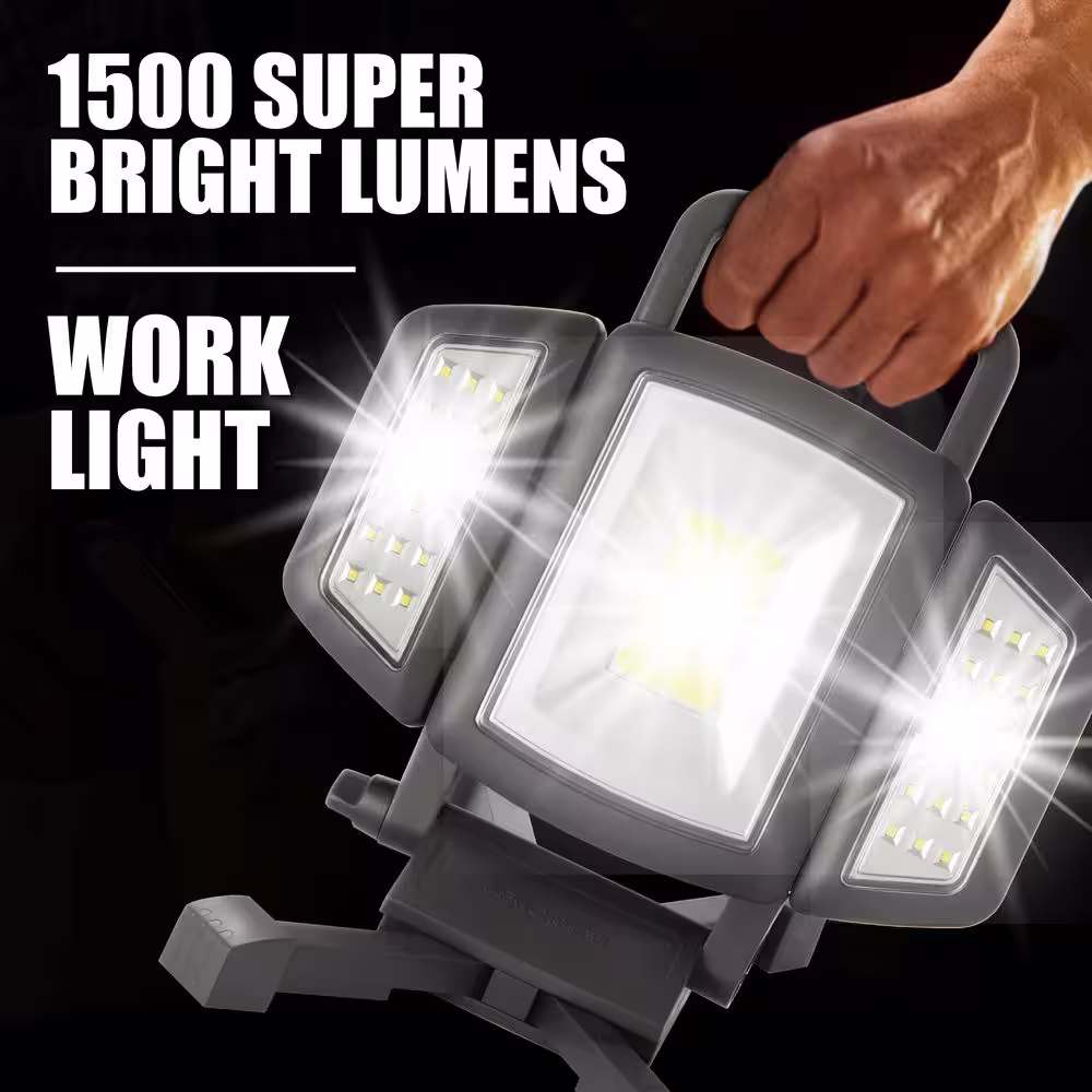 BELL+HOWELL Bionic Worklight 1500 Lumens Super Bright LED Portable Heavy-Duty Multi-Directional Rechargeable Handheld Work Light