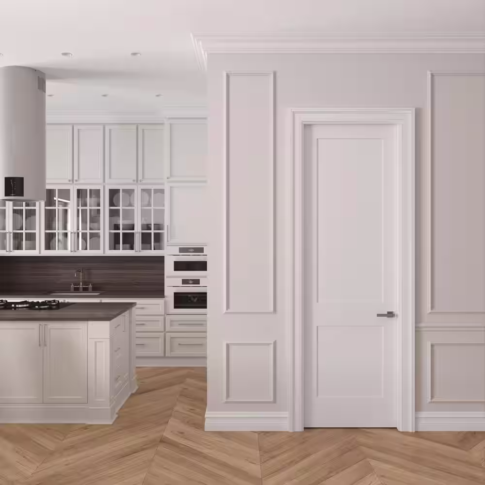None 32 in. x 96 in. Right-Handed Solid Core Primed White Composite Single Prehung Interior Door Black Hinges