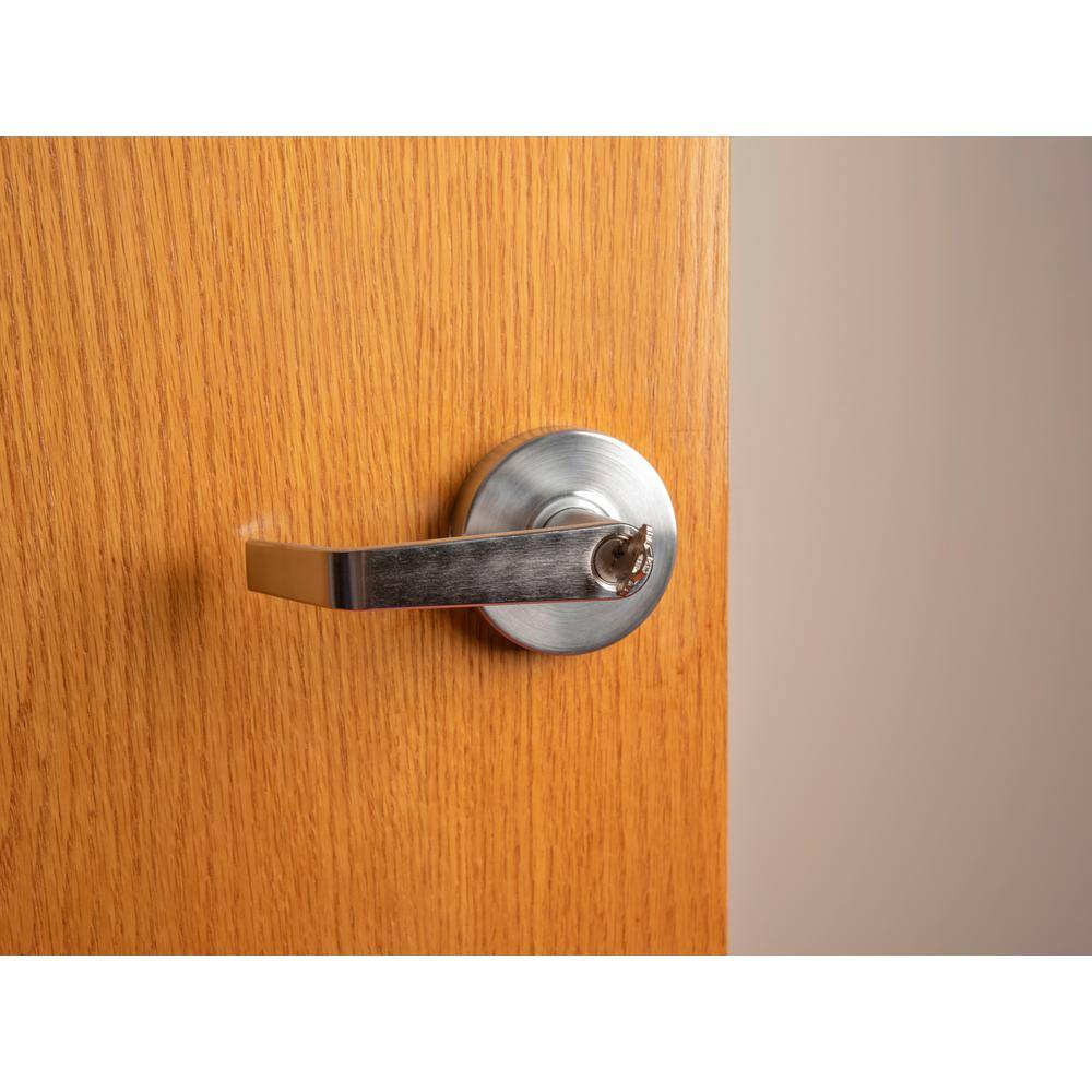 Taco Heavy-Duty Brushed Chrome Grade 1 Commercial Classroom Door Lever/Handle with Lock and IC Core