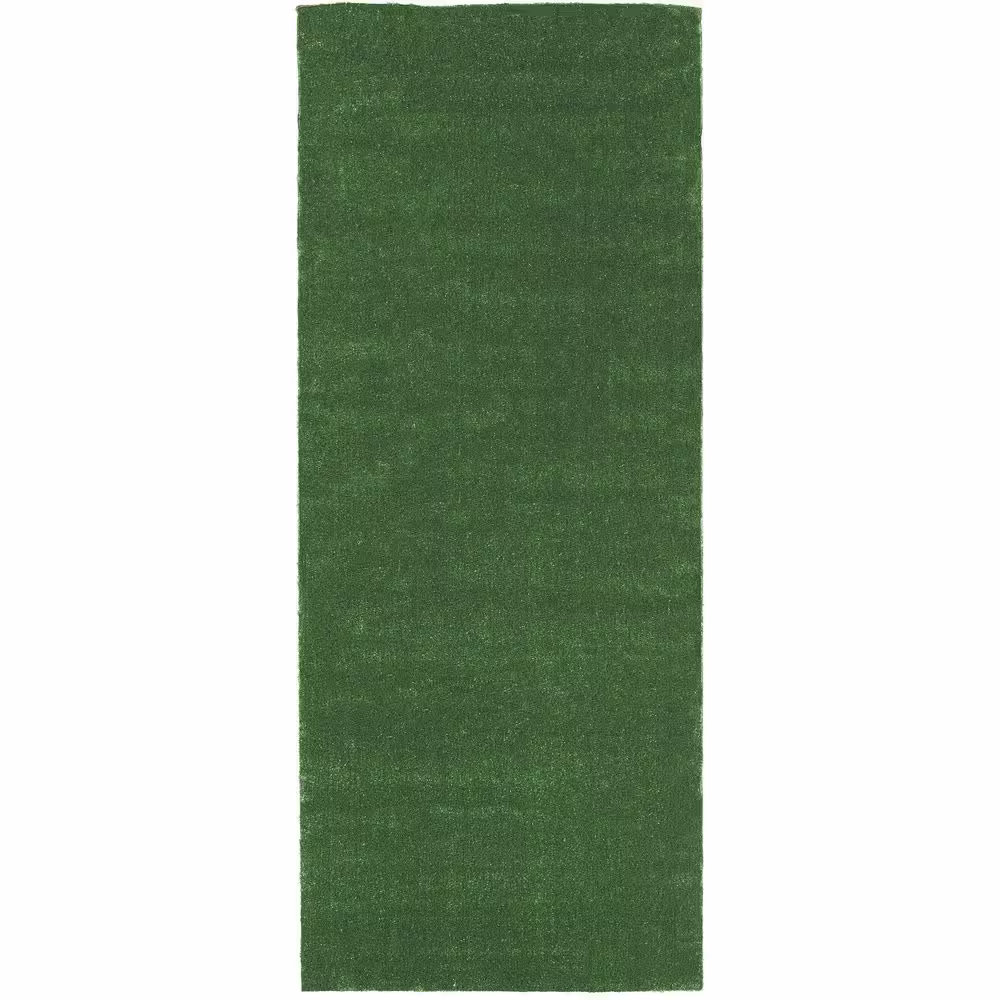 Sweet Home Stores Meadowland Collection Waterproof Solid Indoor/Outdoor 3 ft. x 21 ft. Green Artificial Grass Runner Rug