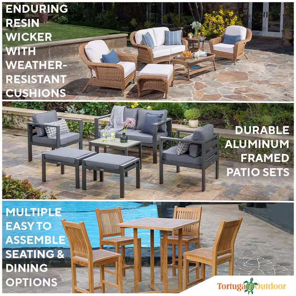Tortuga Outdoor Bayview 3-Piece Pecan Wicker Rocking Chair Set with Tan Cushions (2 Patio Rocking Chairs and 1 Outdoor Side Table)