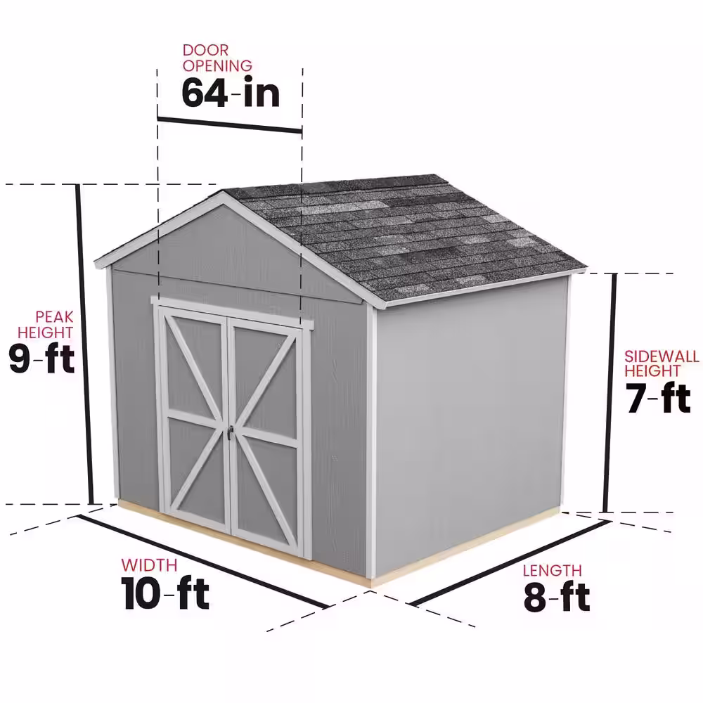 Handy Home Products Do-it Yourself Rookwood 10 ft. x 8 ft. Backyard Wood Storage with Smartside and Floor system Included (80 sq. ft.)