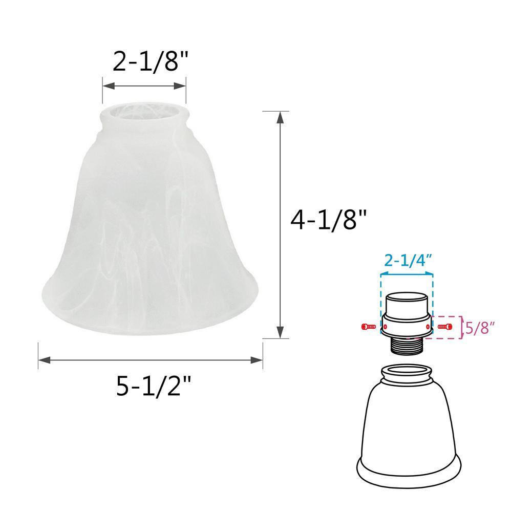 Aspen Creative Corporation 4-1/4 in. Frosted Bell Ceiling Fan Replacement Glass Shade (4-Pack)
