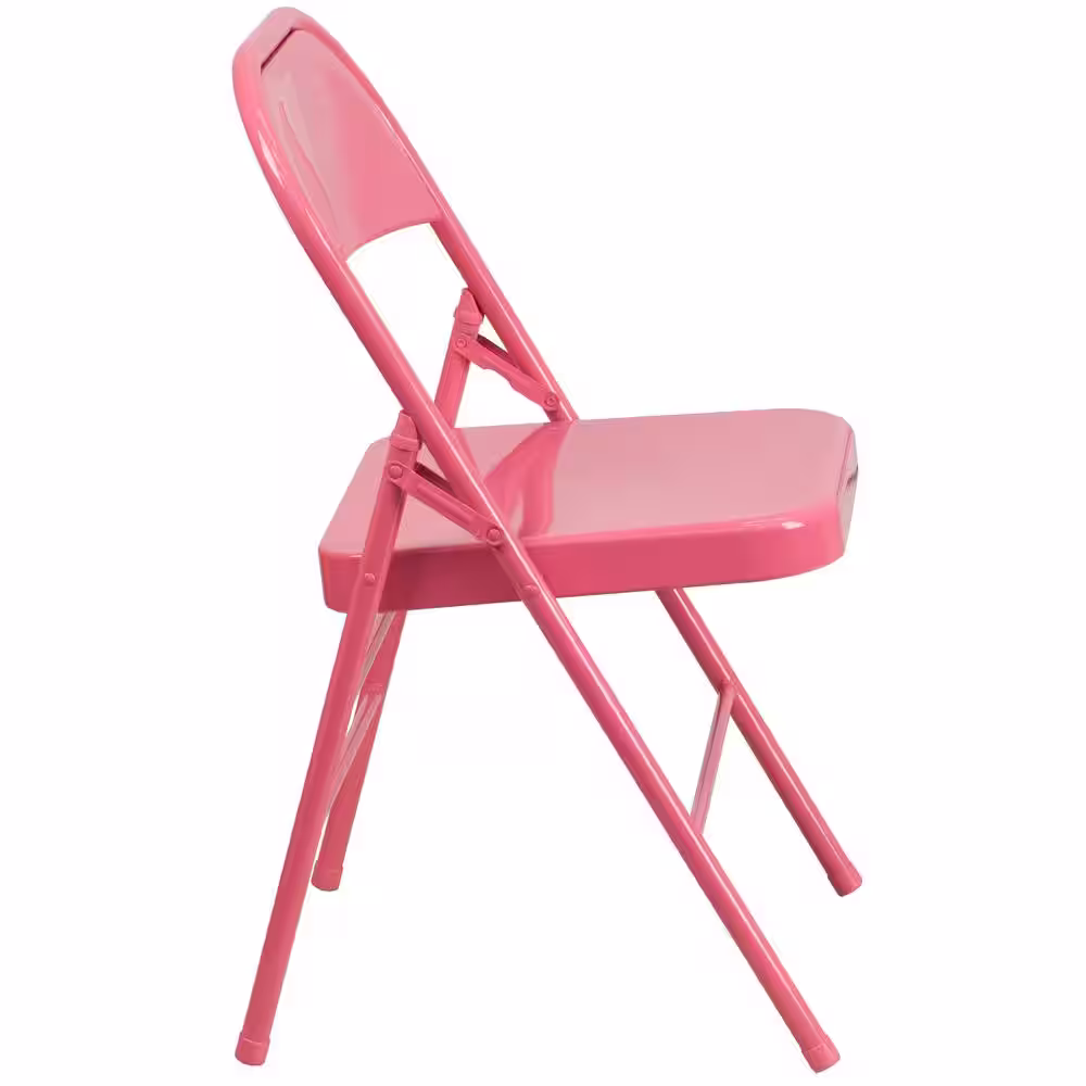 Flash Furniture Bubblegum Pink Metal Folding Chair (4-Pack)