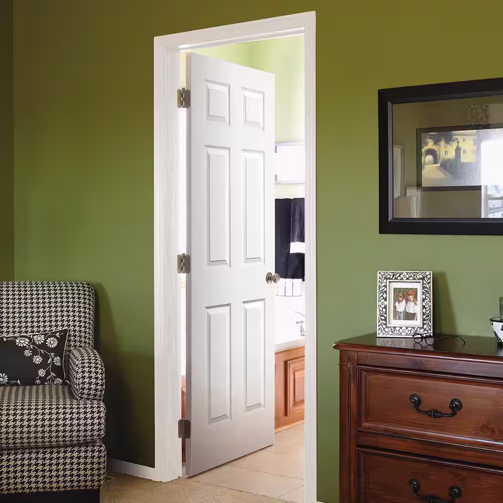 Steves & Sons 36 in. x 80in. LH 6-Panel Textured White Primed Hollow Core Composite Single Prehung Interior Door Pro-Pack (5 Pack)