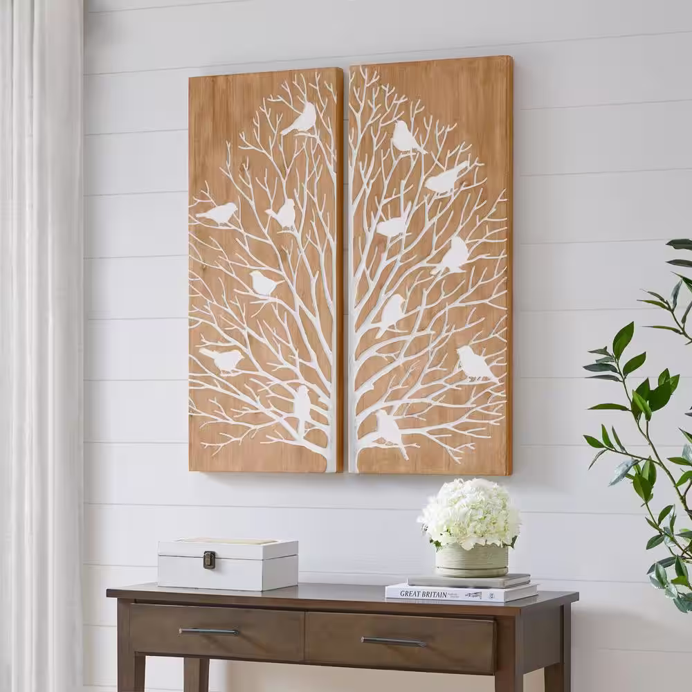 Home Decorators Collection Wooden Tree with Birds Wall Art (Set of 2)