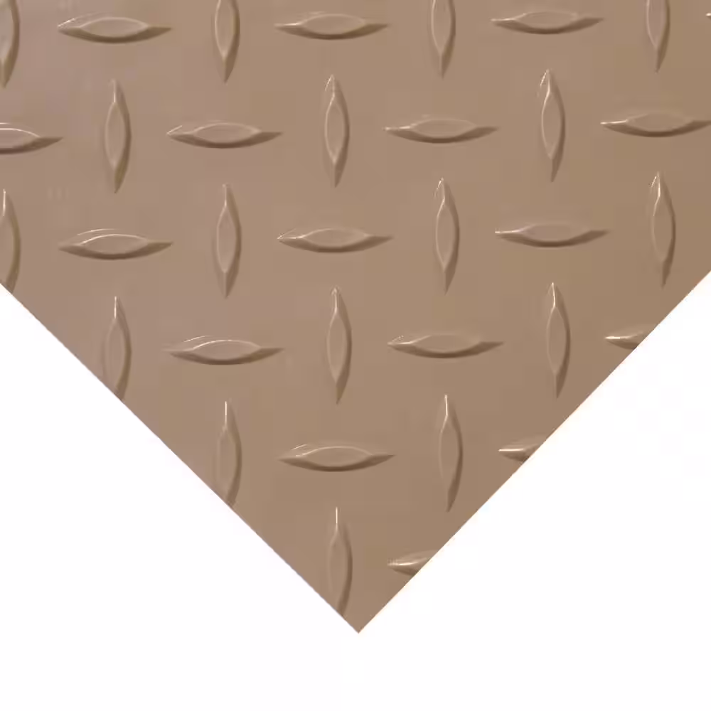 Rubber-Cal Diamond-Plate Metallic 4 ft. x 15 ft. Beige PVC Flooring (60 sq. ft.)
