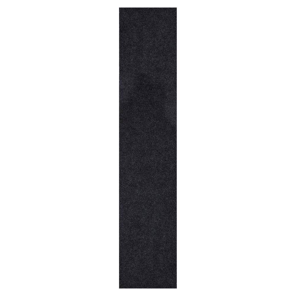 Sweet Home Stores Ribbed Waterproof Non-Slip Rubberback Runner Rug 2 ft. 7 in. W x 14 ft. L Black Polyester Garage Flooring