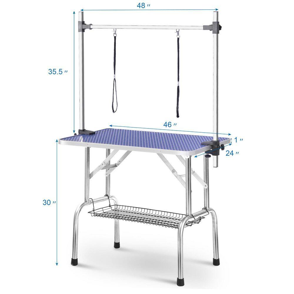 None Large Size 46 in. Grooming Table for Pet Dog and Cat w/Adjustable Arm and Clamps Large Heavy-Duty Animal grooming table