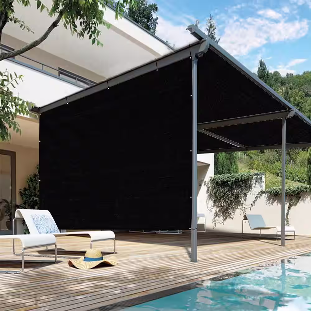 None 10 ft. x 16 ft. Outdoor Pergola Shade Cover Canopy for Patio Privacy Shade Screen Panel with Grommets on 2 Sides Black