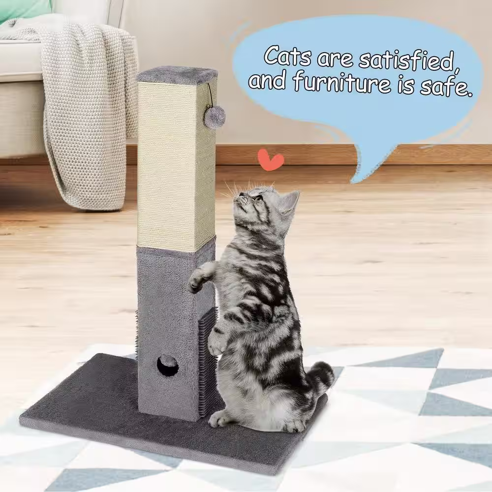 ANGELES HOME 31 in. Tall Cat Scratching Post with Sisal Rope and Plush Ball